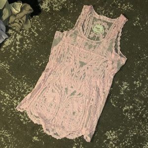 Pink lace tank